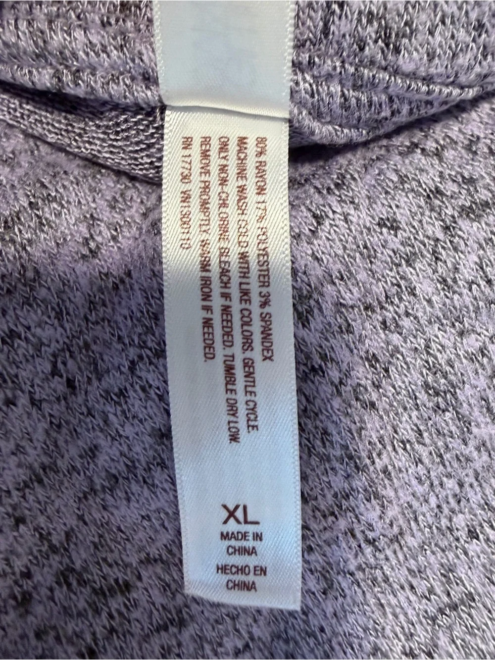 Soft Cowl Neck Pullover Sweater - Heather Lavender sleep wear loungewear size xl
